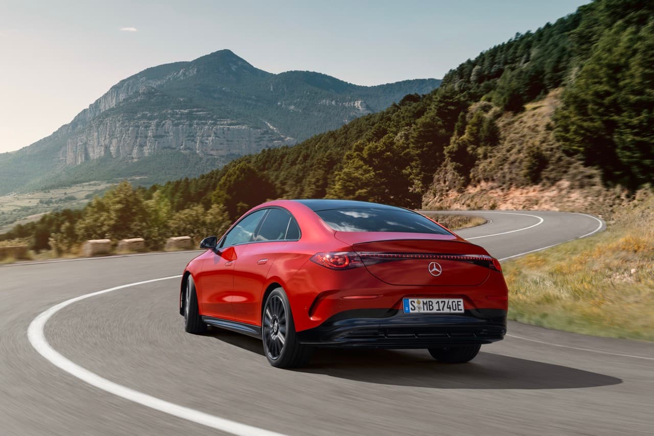 Mercedez Benz CLA EV On Road in action back profile