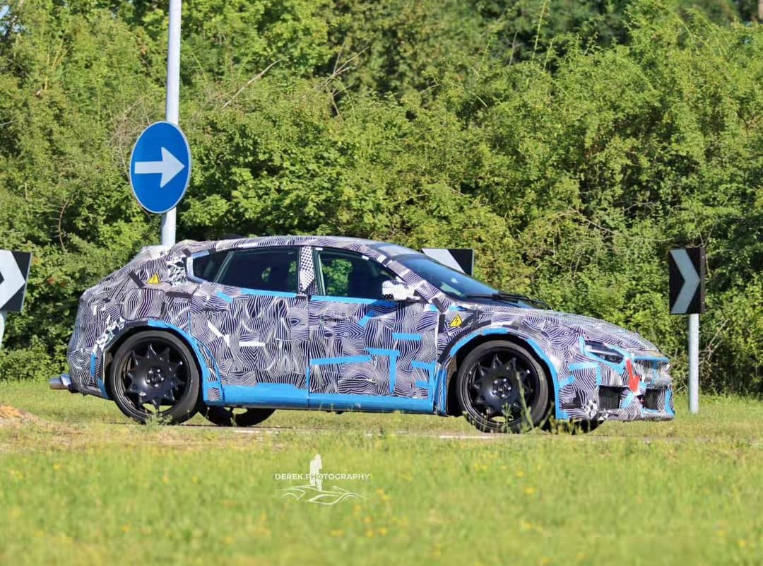 ferrari ev spied testing side view